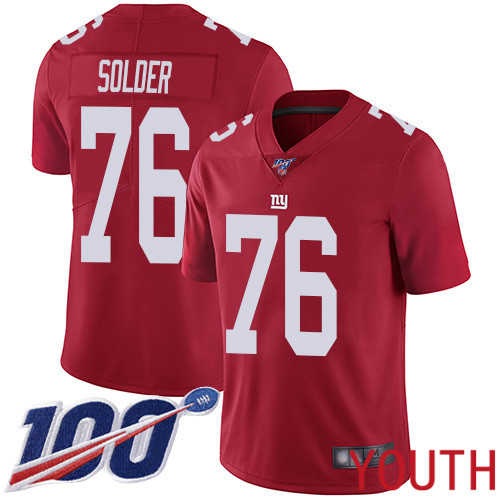 Youth New York Giants #76 Nate Solder Red Limited Red Inverted Legend 100th Season Football NFL Jersey->youth nfl jersey->Youth Jersey